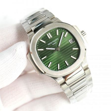 Swiss Copy Patek Philippe Nautilus 316L Custom Ergonomic Strap Green Dial 35.2mm